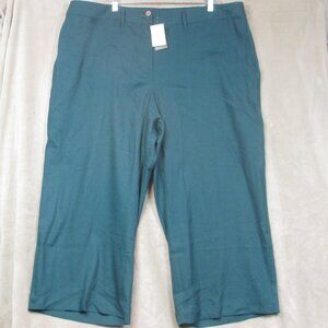 NWT J. JILL Linen Stretch Wide Leg Crop Pants Blue Agave Elastic Waist Size 3X